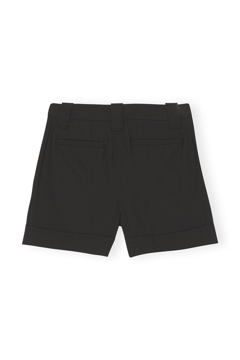 Shorts i melerat, löst hängande tyg, Elastane, in colour Black - 2 - GANNI