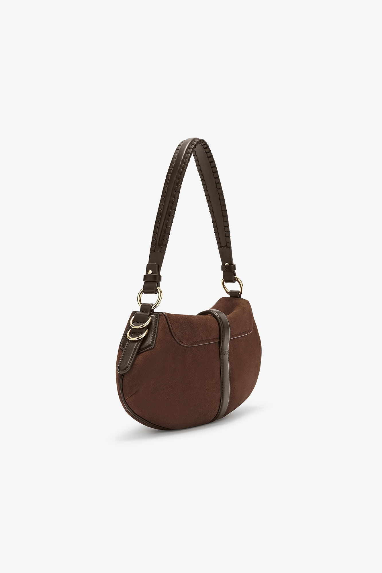 Brown B-Kat Bag in Suede, Recycled Leather, in colour Chicory Coffee - 2 - GANNI