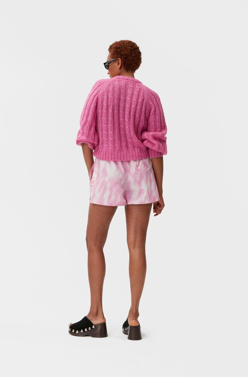 Shorts med snørelukning, Polyester, in colour Dreamy Daze Phlox Pink - 2 - GANNI