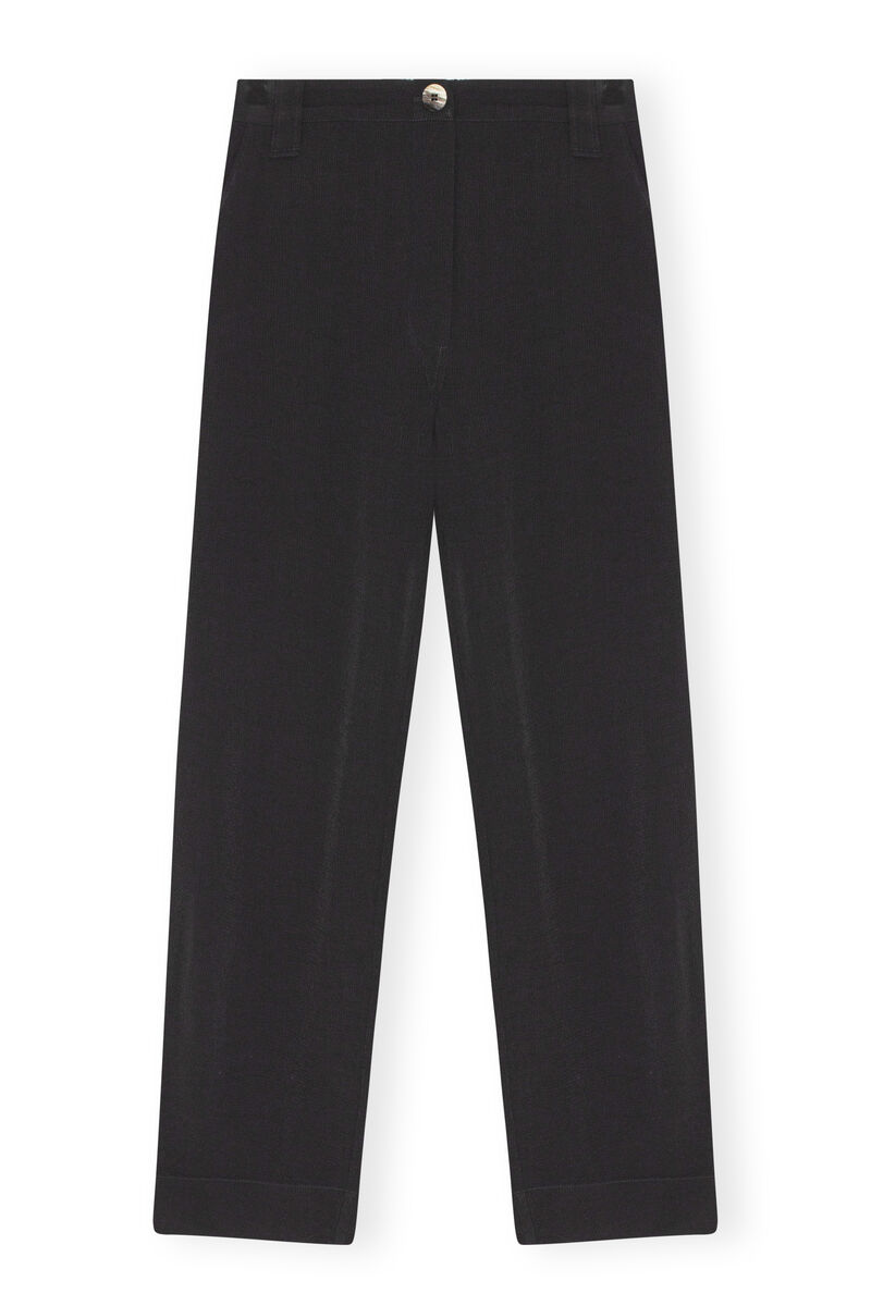 Jacquard Mid Waist Pants, Viscose, in colour Black - 1 - GANNI