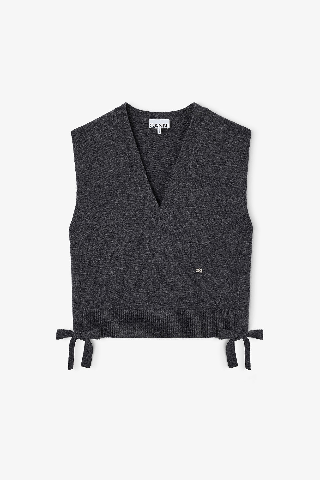 Classic Wool Vest, in colour Phantom - 1 - GANNI