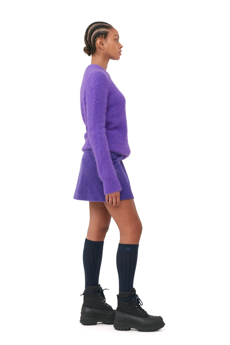Cali Drape Skirt Knit Mini Dress - Purple