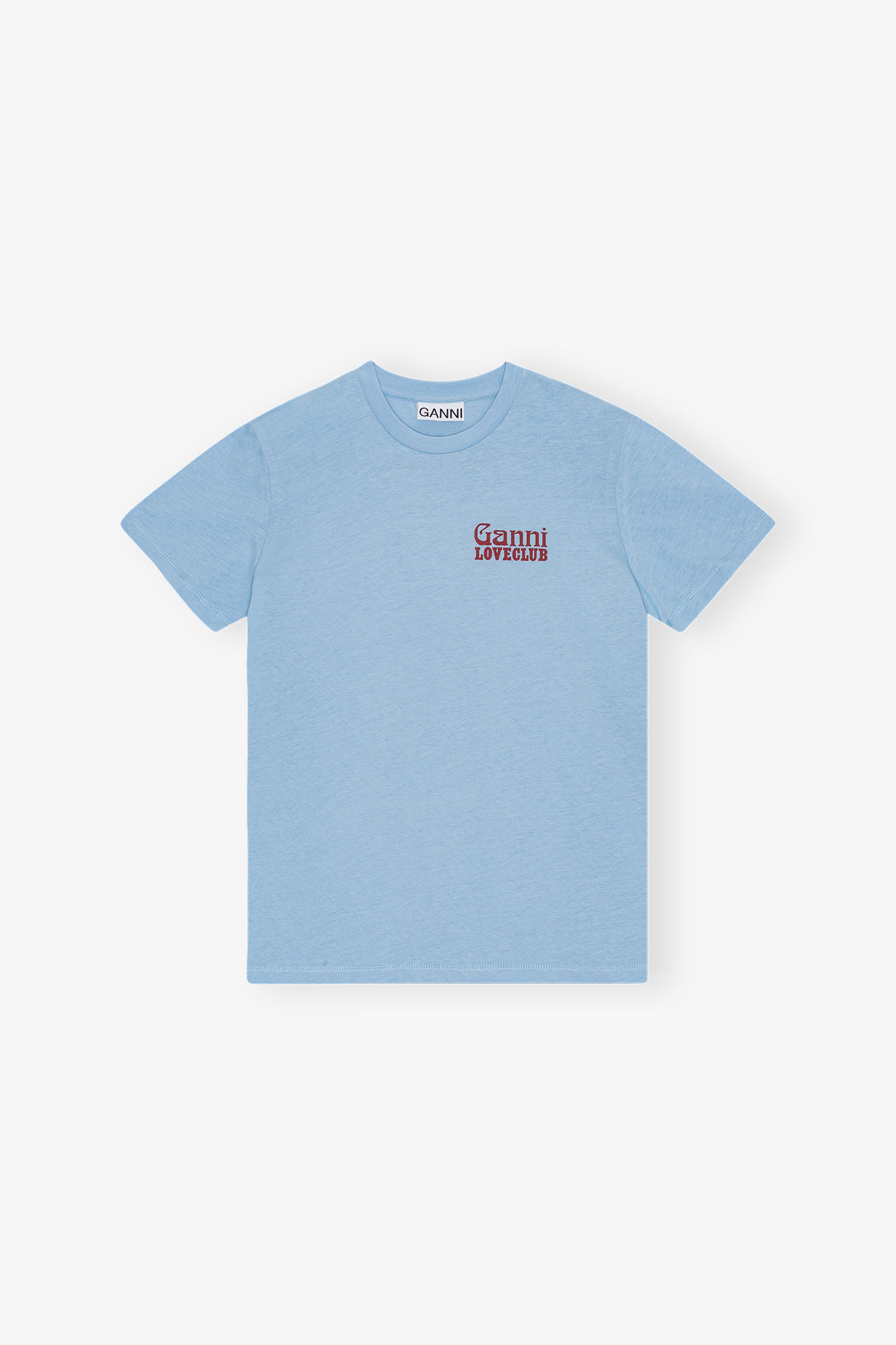 Blue Relaxed Loveclub T-shirt, Cotton, in colour Powder Blue - 1 - GANNI