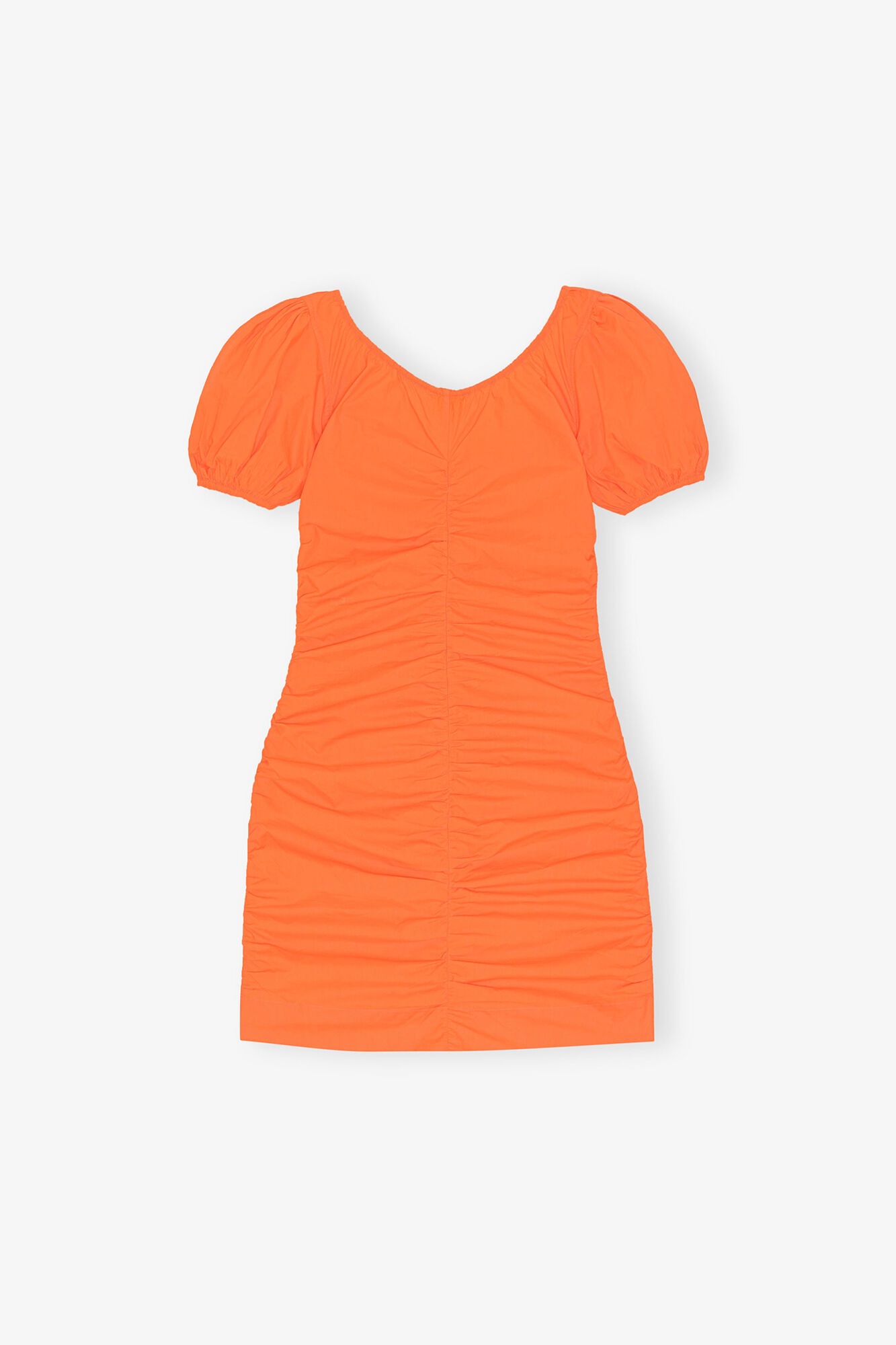 Cotton Poplin Mini Dress, Organic Cotton, in colour Vibrant Orange - 2 - GANNI