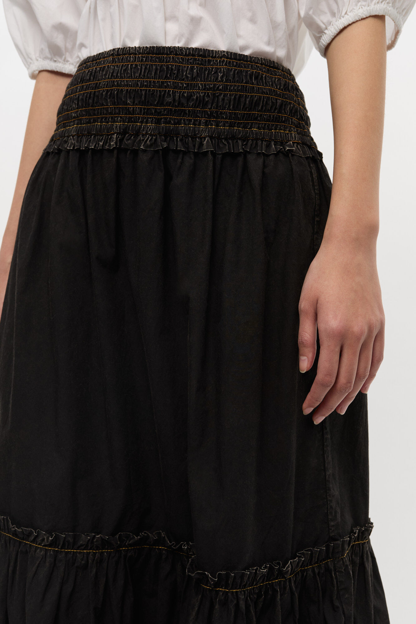 Black Washed Smock Skirt, Cotton, in colour Black - 3 - GANNI