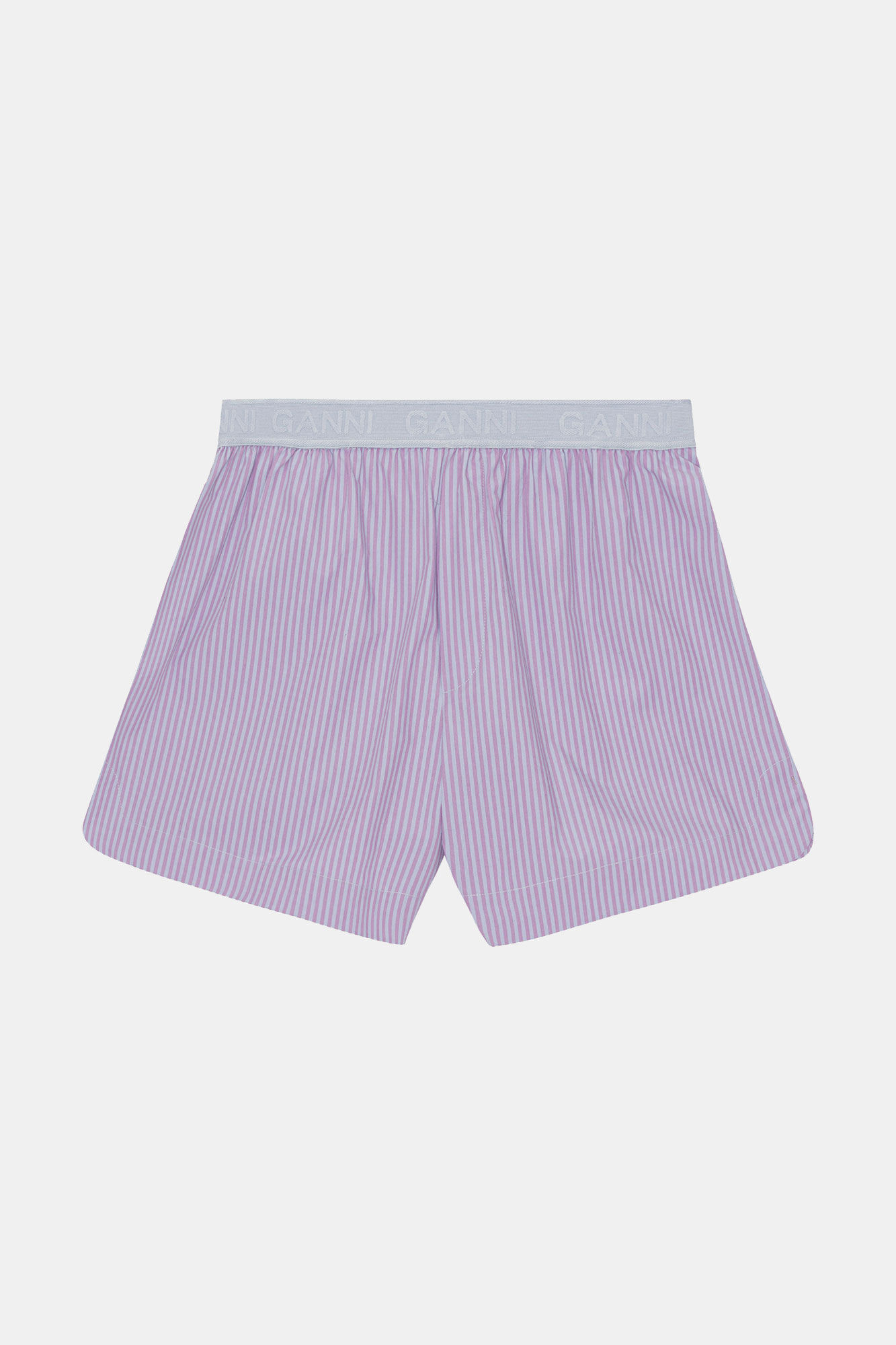 Stripe Cotton Elastic Shorts, Cotton, in colour Forever Blue - 1 - GANNI