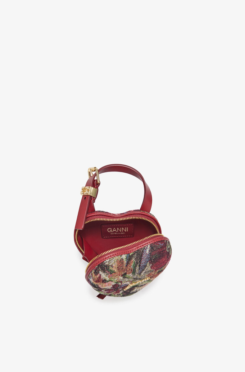 Tapestry Nano Heart Bag, Acryl, in colour Tawny Port - 3 - GANNI