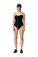 Ruched Swimsuit, Elastane, in colour Black - 1 - GANNI