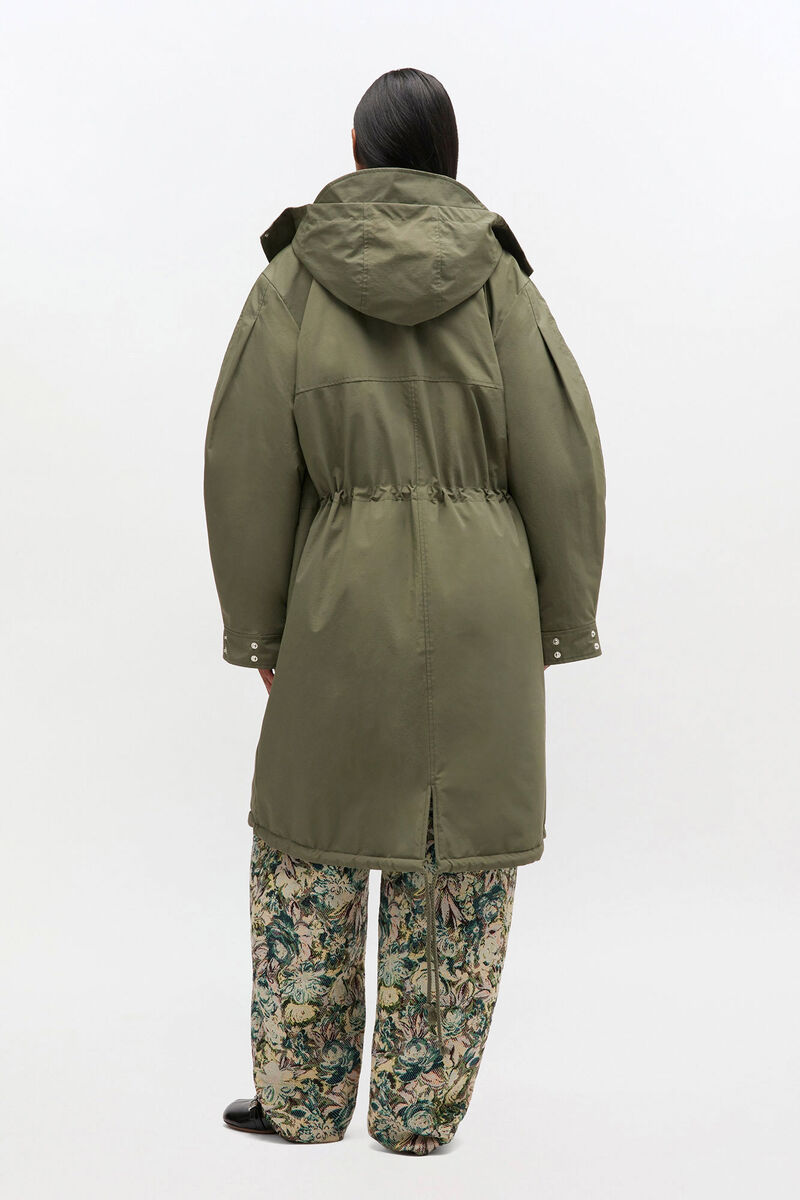 Manteau parka à trois couches vert, Nylon, in colour Kalamata - 2 - GANNI