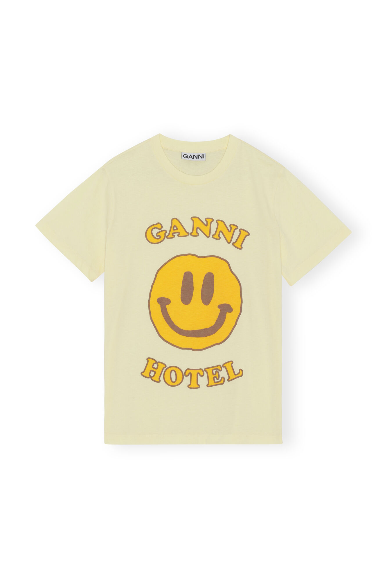 T-shirt med logotyp, Cotton, in colour Flan - 1 - GANNI