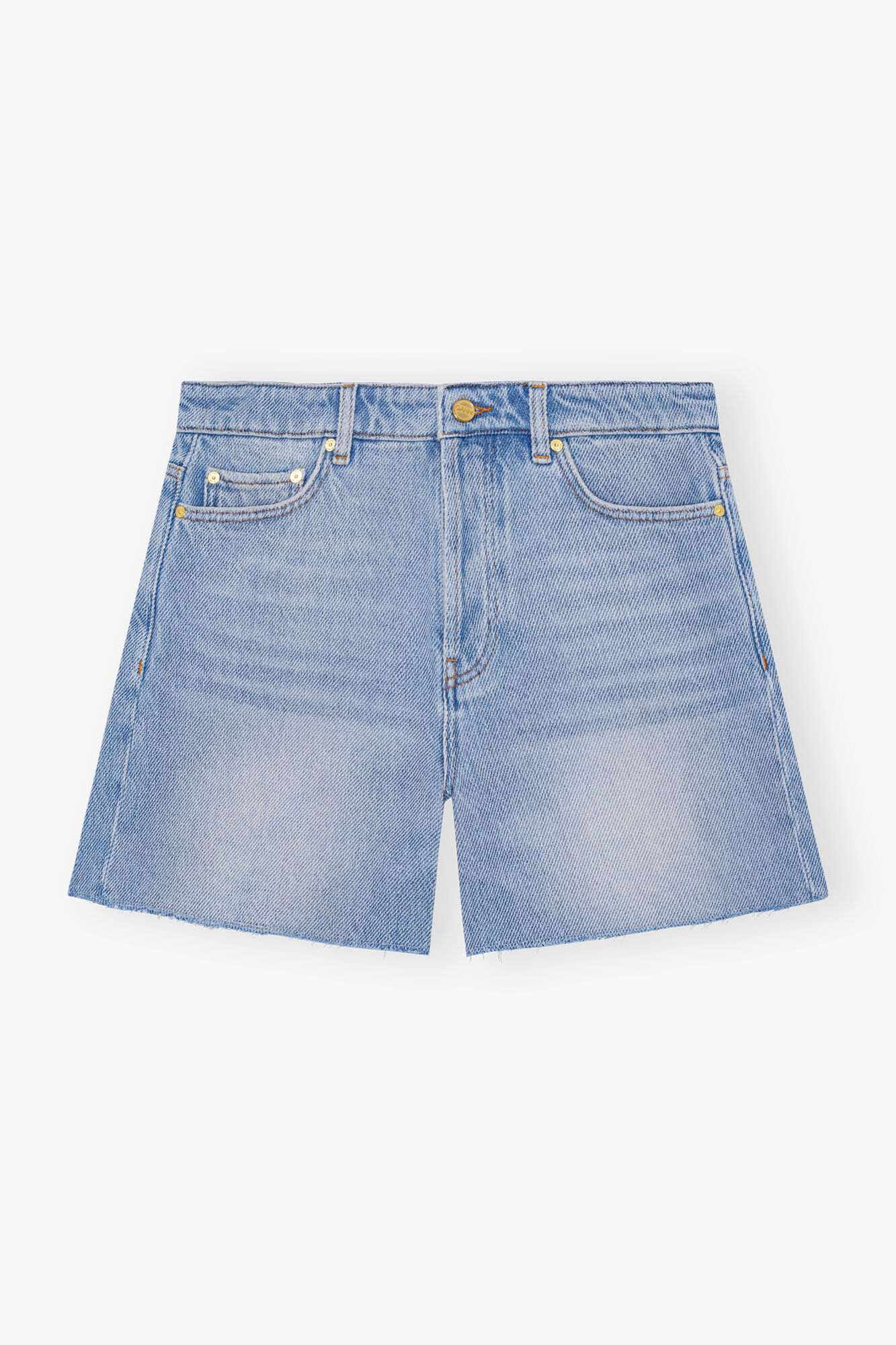 Blue Heavy Denim Shorts, Cotton, in colour Tint Wash - 1 - GANNI