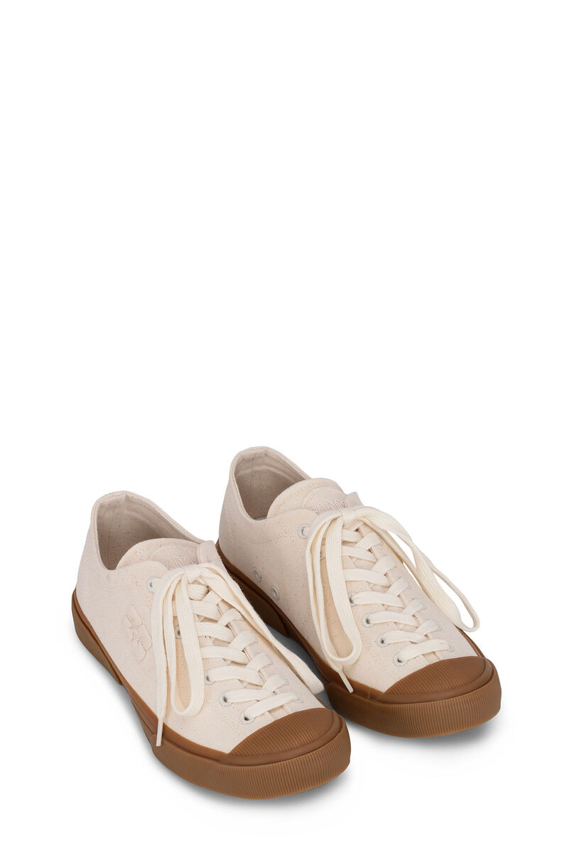 Egret Classic Low Sneaker, Cotton, in colour Egret - 2 - GANNI