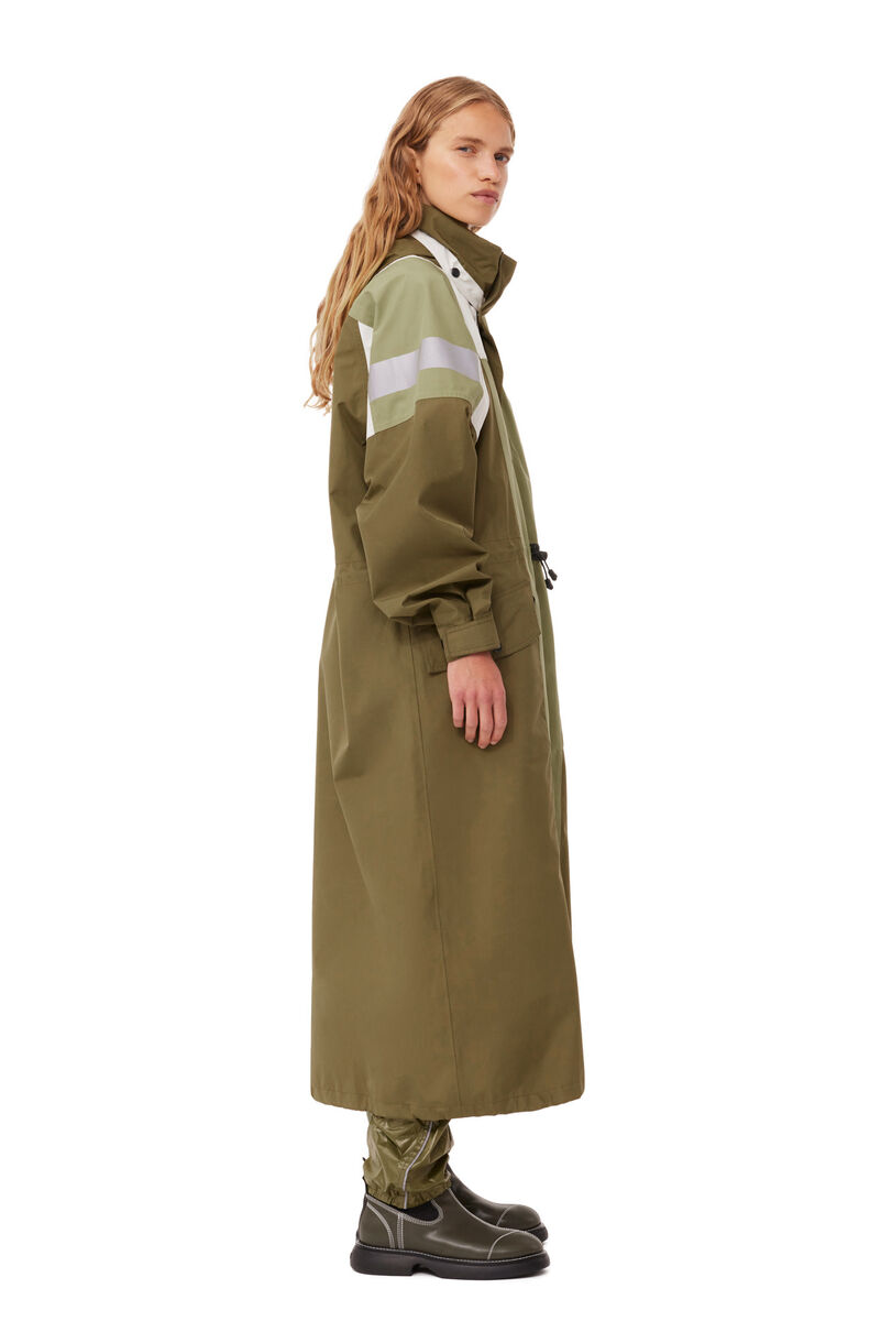 GANNI x 66°North Kria Long Coat, Recycled Polyester, in colour Marine Olive - 3 - GANNI