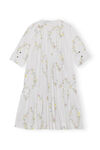 Knee-length Poplin Dress, Cotton, in colour Floral Shape Bright White - 2 - GANNI
