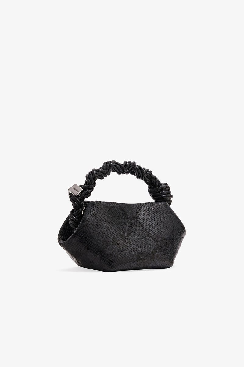 Black Snake Mini GANNI Bou Bag, Polyurethane, in colour Croco - 2 - GANNI