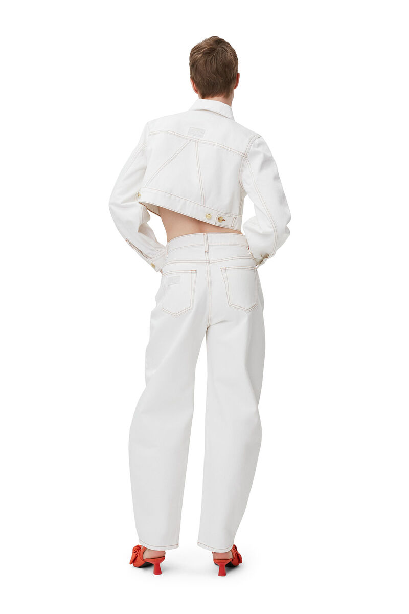 White Stary Jeans, Cotton, in colour Bright White - 2 - GANNI