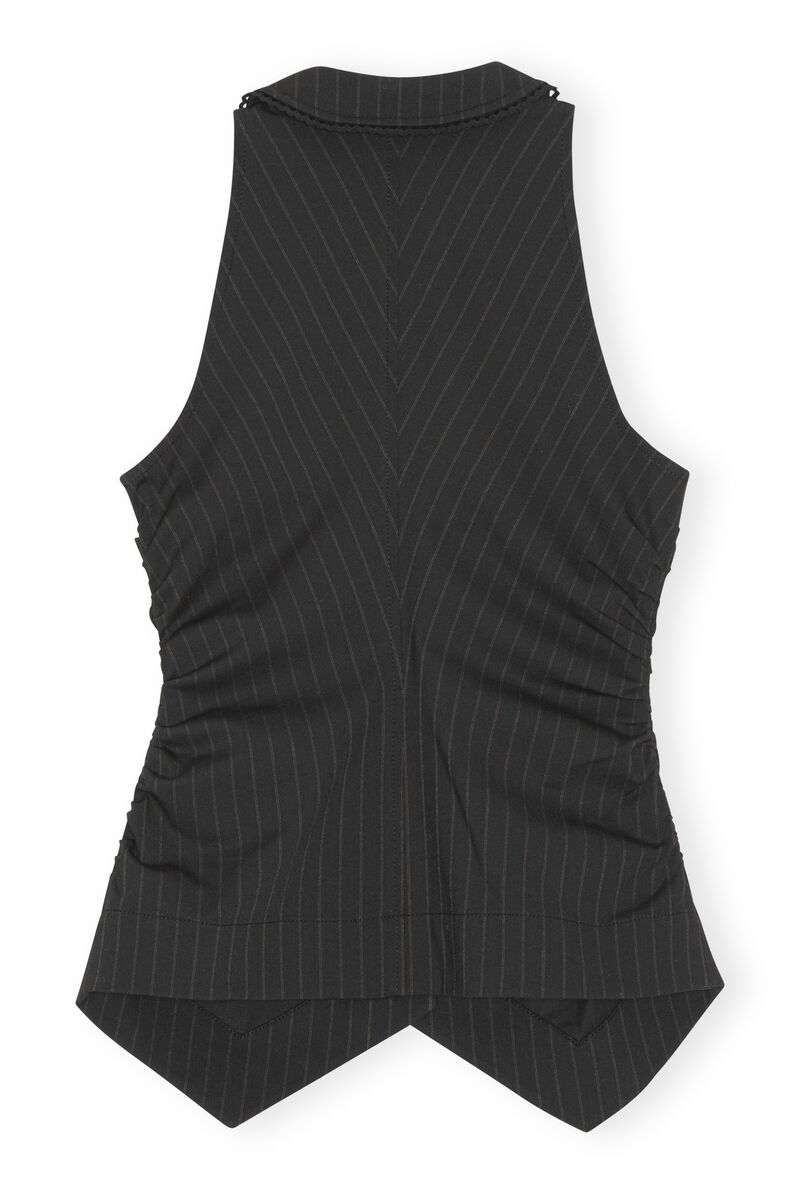 Striped Waistcoat, Elastane, in colour Black - 2 - GANNI