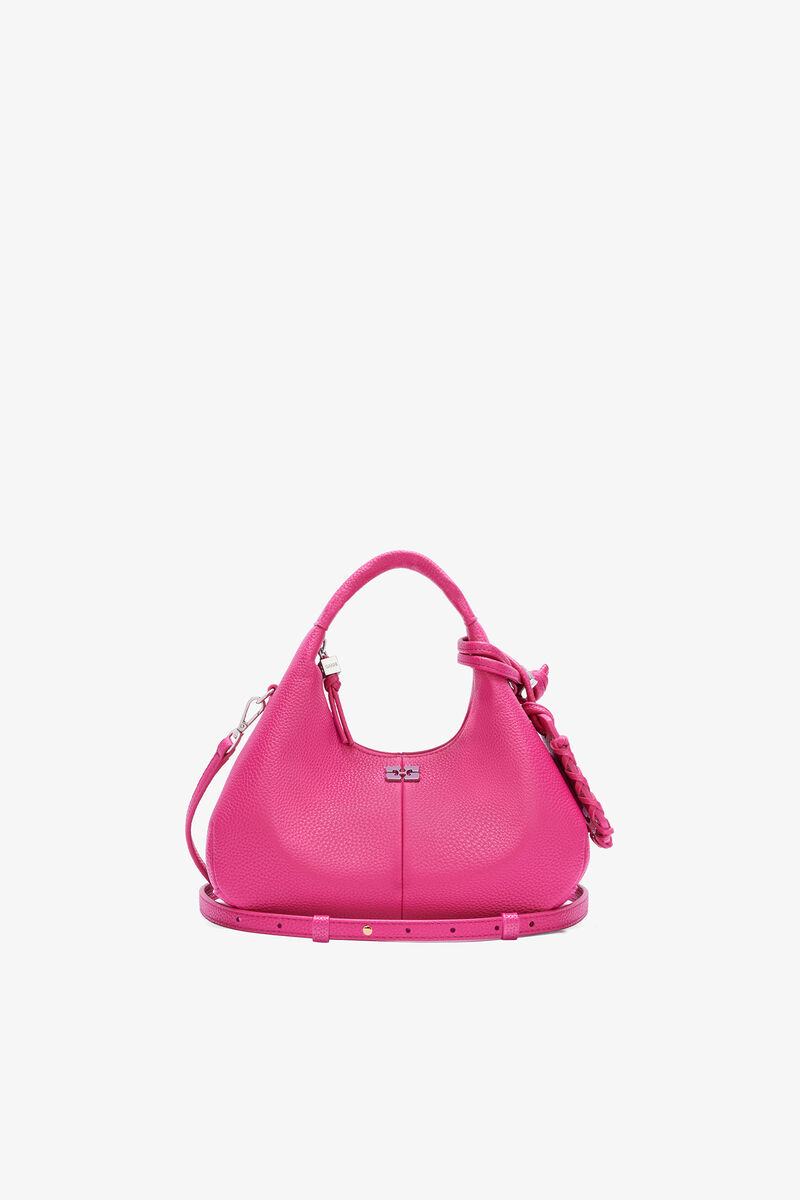 Mini Hobo Bag in Pink, Recycled Polyester, in colour Cabaret - 1 - GANNI