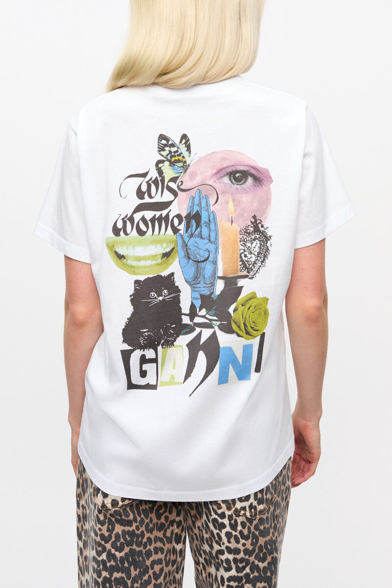 White Basic Jersey Relaxed T-shirt, Organic Cotton, in colour Bright White - 4 - GANNI