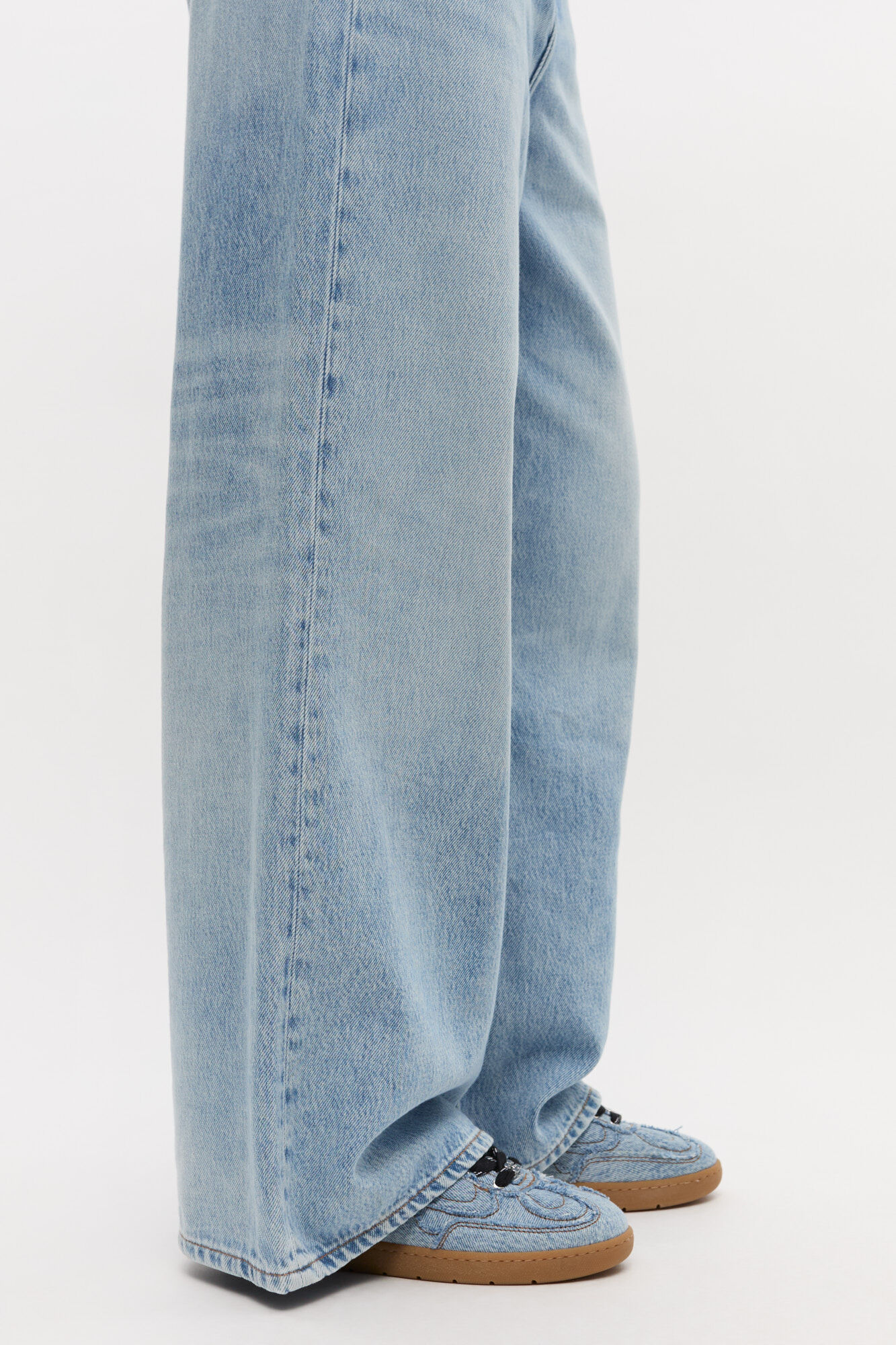 08 Denim Raw Edge Sneakers | GANNI US