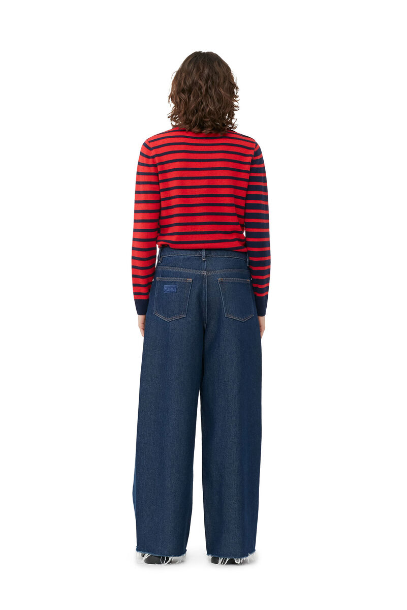 Heavy Denim Wide Drawstring Jeans, Cotton, in colour Rinse - 3 - GANNI
