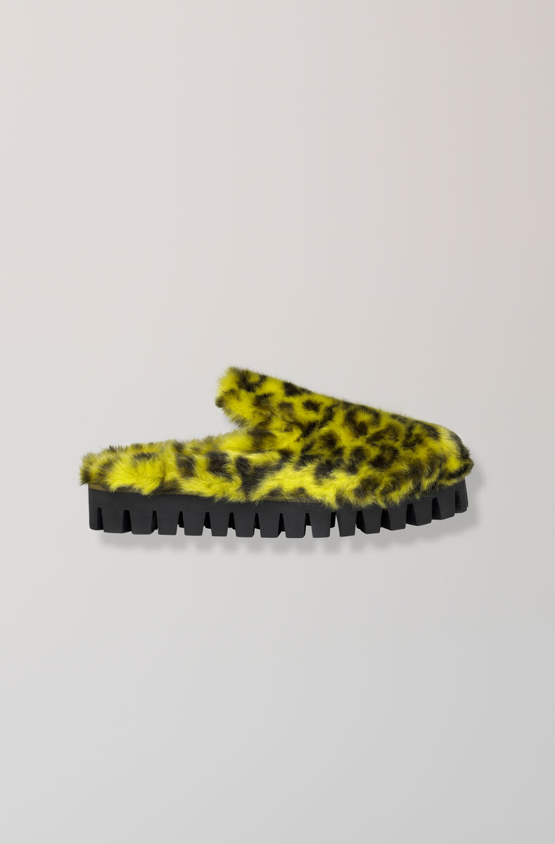 Gregor Shoes, Faux Fur, in colour Buff Yellow - 1 - GANNI