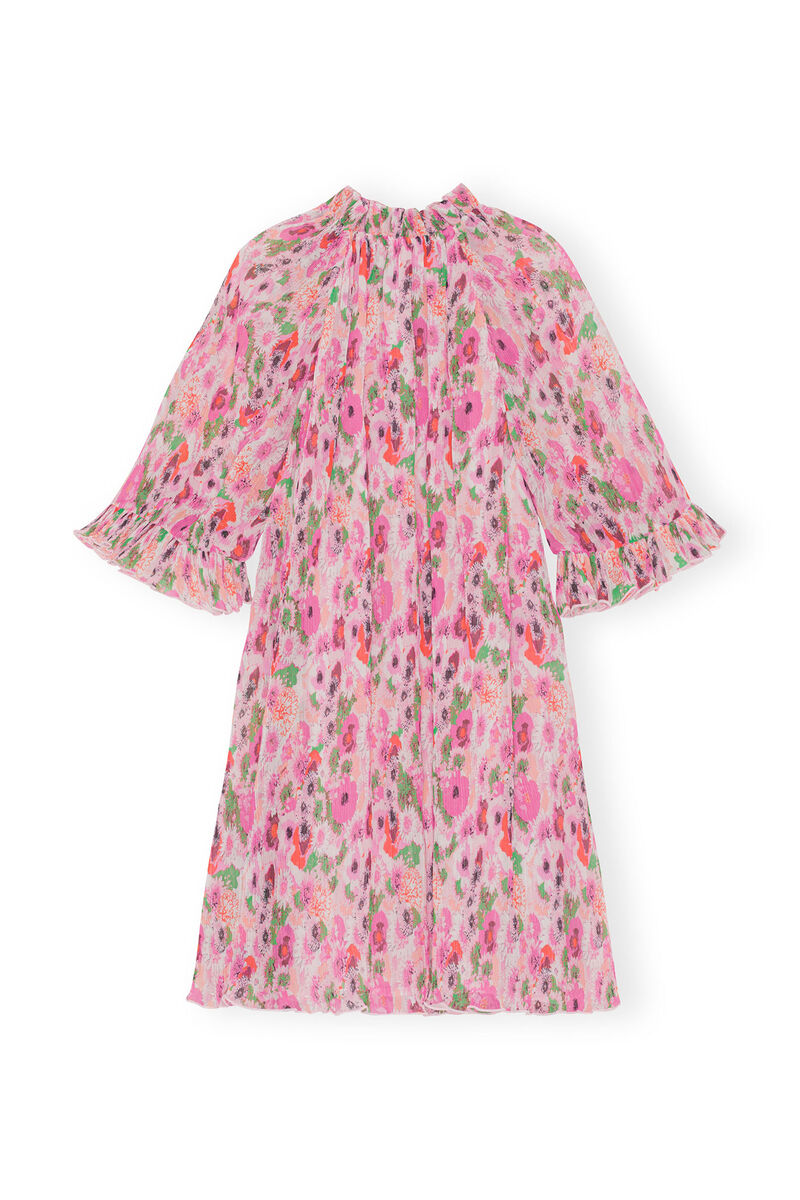Pleated Georgette Ruffle Mini Dress, in colour Sugar Plum - 2 - GANNI