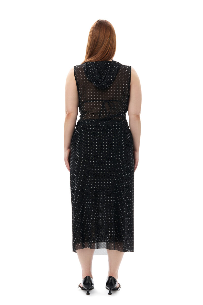 GANNI x Paloma Elsesser Printed Mesh Sleeveless Layer Dress, Recycled Nylon, in colour Black - 4 - GANNI