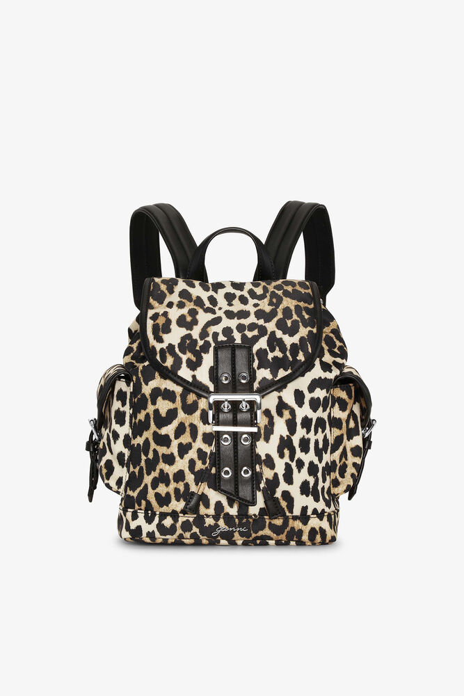 Leopard Small Nylon Bucky Backpack, Leopard