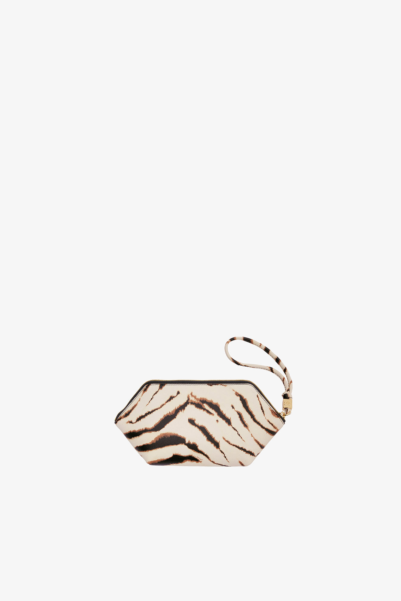 Bou Make-Up Pouch in Zebra, Recycled Polyester, in colour Egret - 2 - GANNI