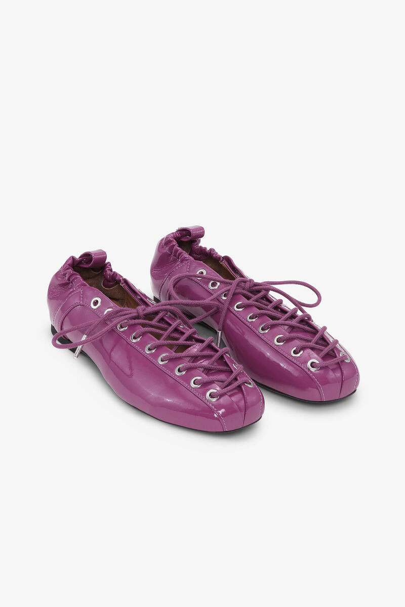 Lace-Up Ballerinas in Purple, Lyocell, in colour Fairy Tale - 2 - GANNI