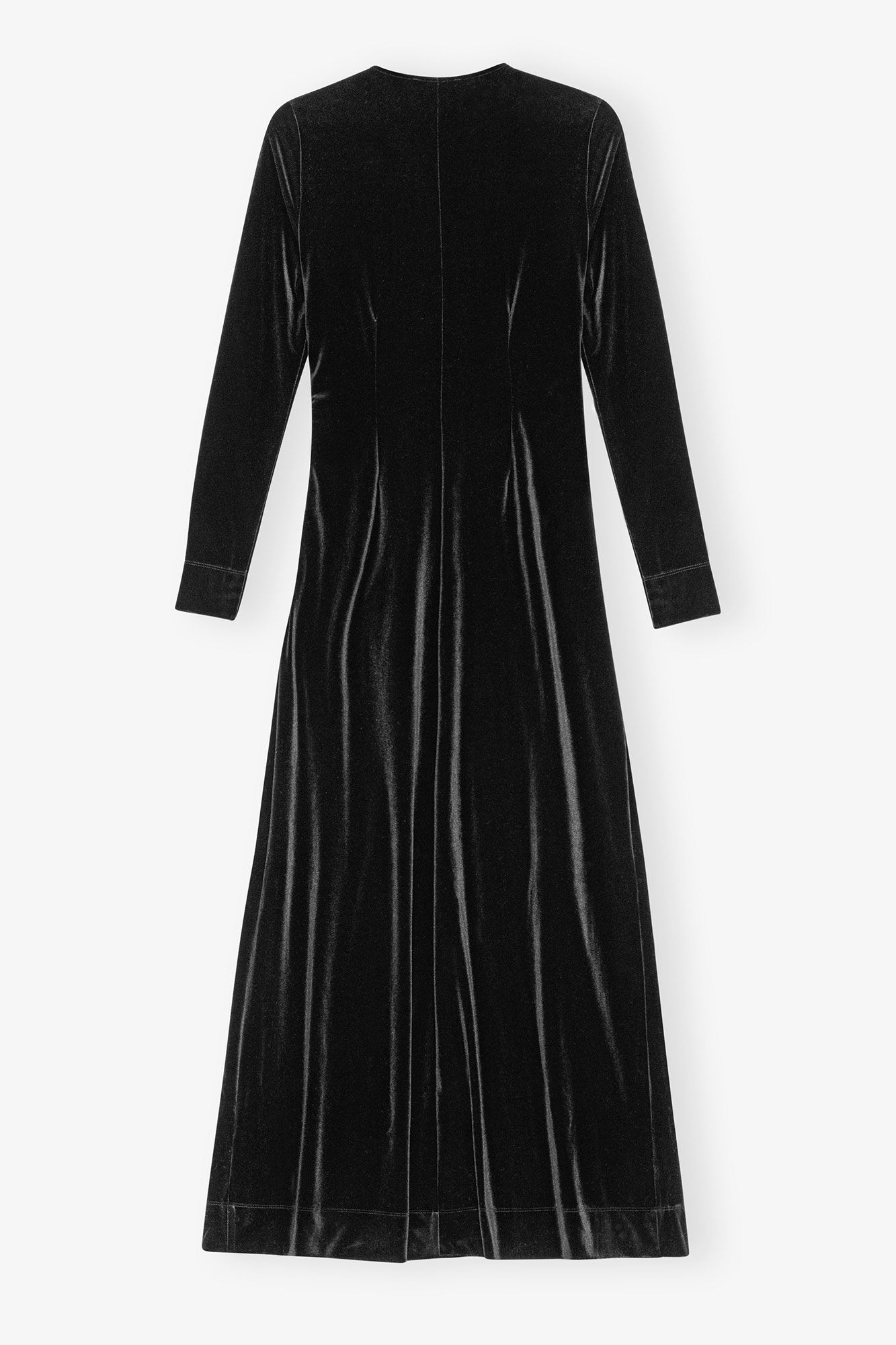 Black Velvet Jersey Twist Long Dress, Recycled Polyester, in colour Black - 2 - GANNI