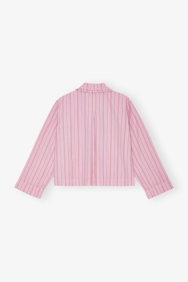 Stripe Cotton Pyjama Shirt, Cotton, in colour Lilac Sachet - 2 - GANNI