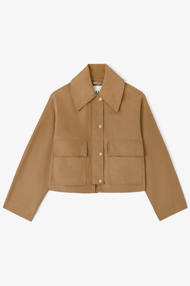 Jacket in Brown Canvas, Ermine