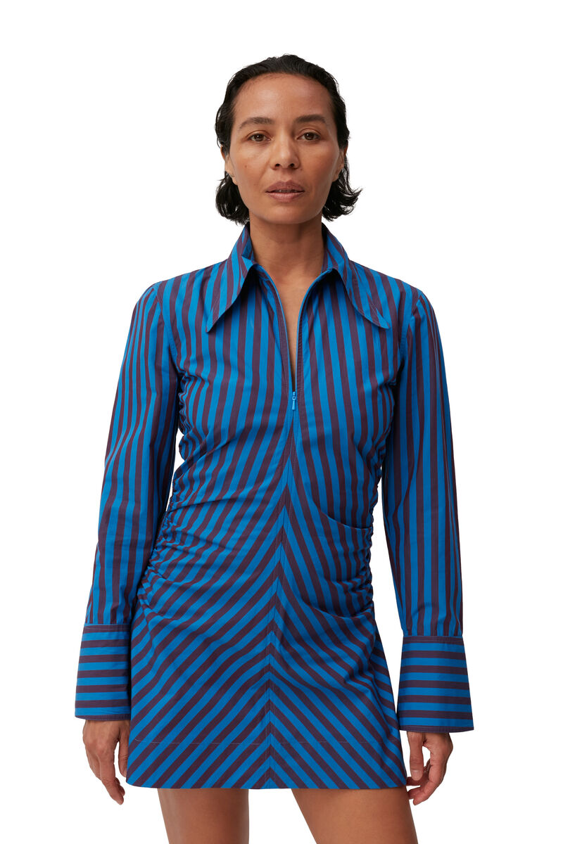 Striped Tunic, Cotton, in colour Port Royale - 3 - GANNI