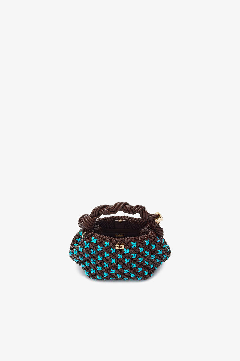 Mini Bou Bag in Braided Brown, Recycled Leather, in colour Chicory Coffee - 3 - GANNI