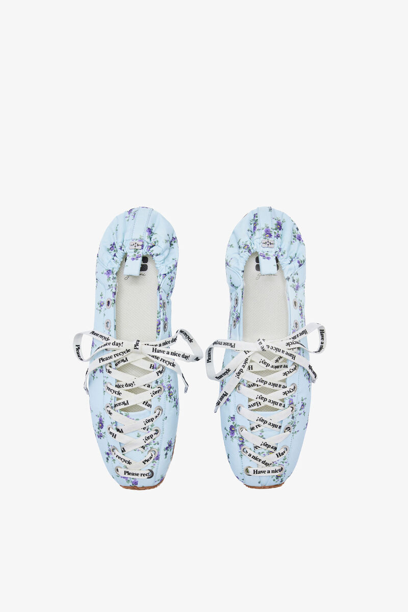 Sporty Ballerina in Blue Nylon, Recycled Polyester, in colour Iced Aqua - 3 - GANNI