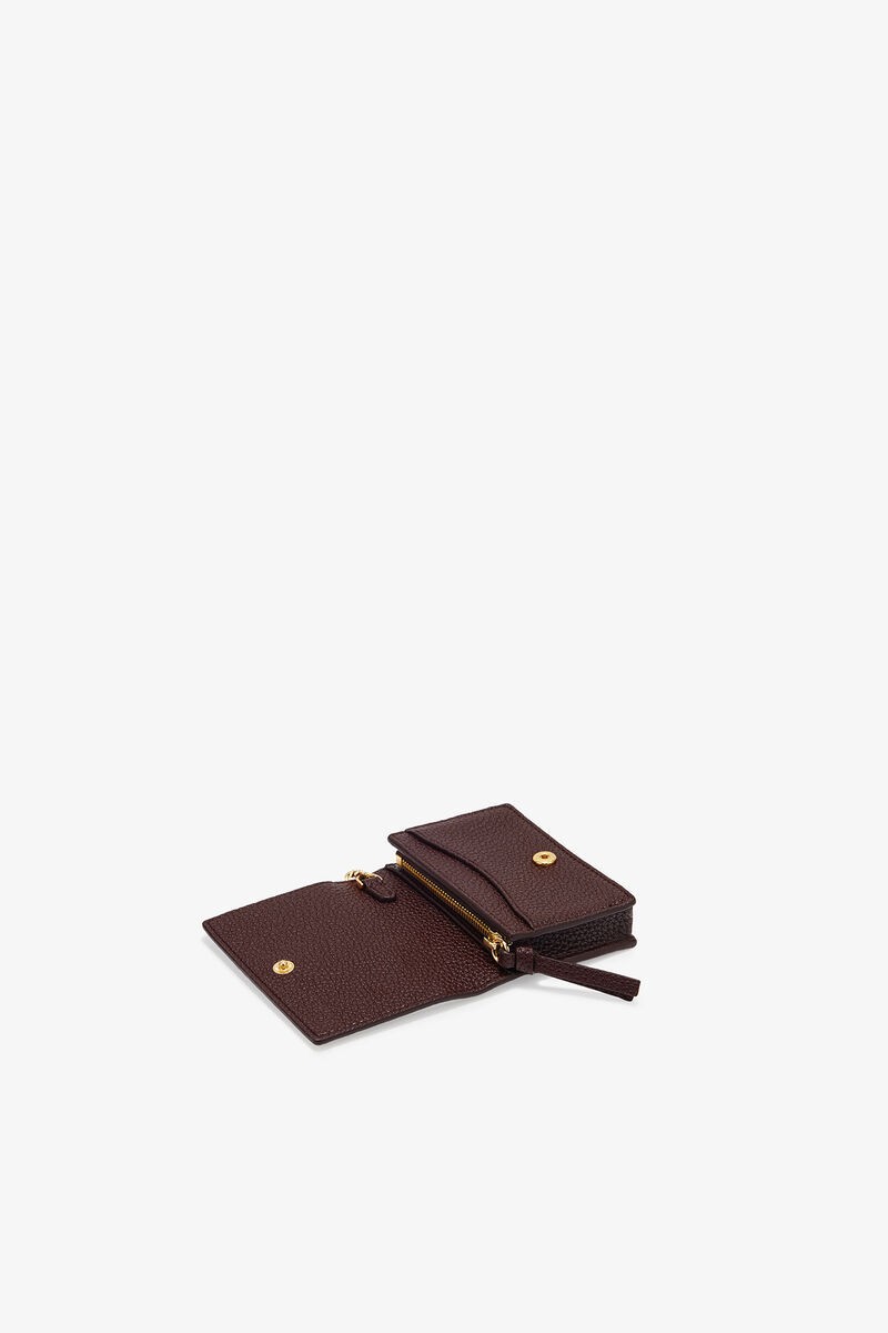 Card Holder With Flap in Grained Brown, Recycled Polyester, in colour Chicory Coffee - 3 - GANNI