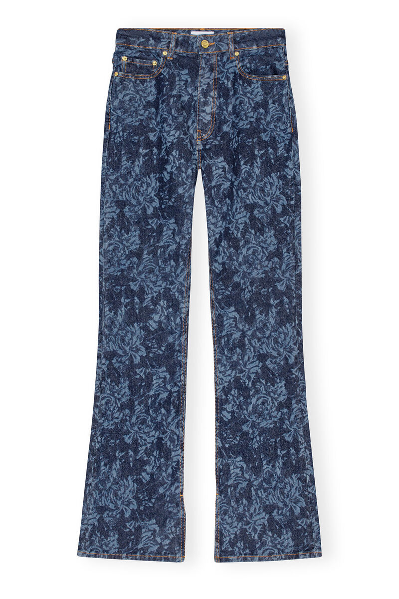 Lazer Bootcut Slit Iry Jeans, Cotton, in colour Mid Blue Stone - 1 - GANNI