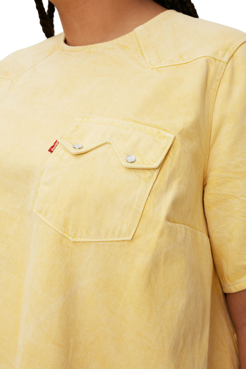 A-line Mini Dress, Cotton, in colour Natural Yellow - 8 - GANNI