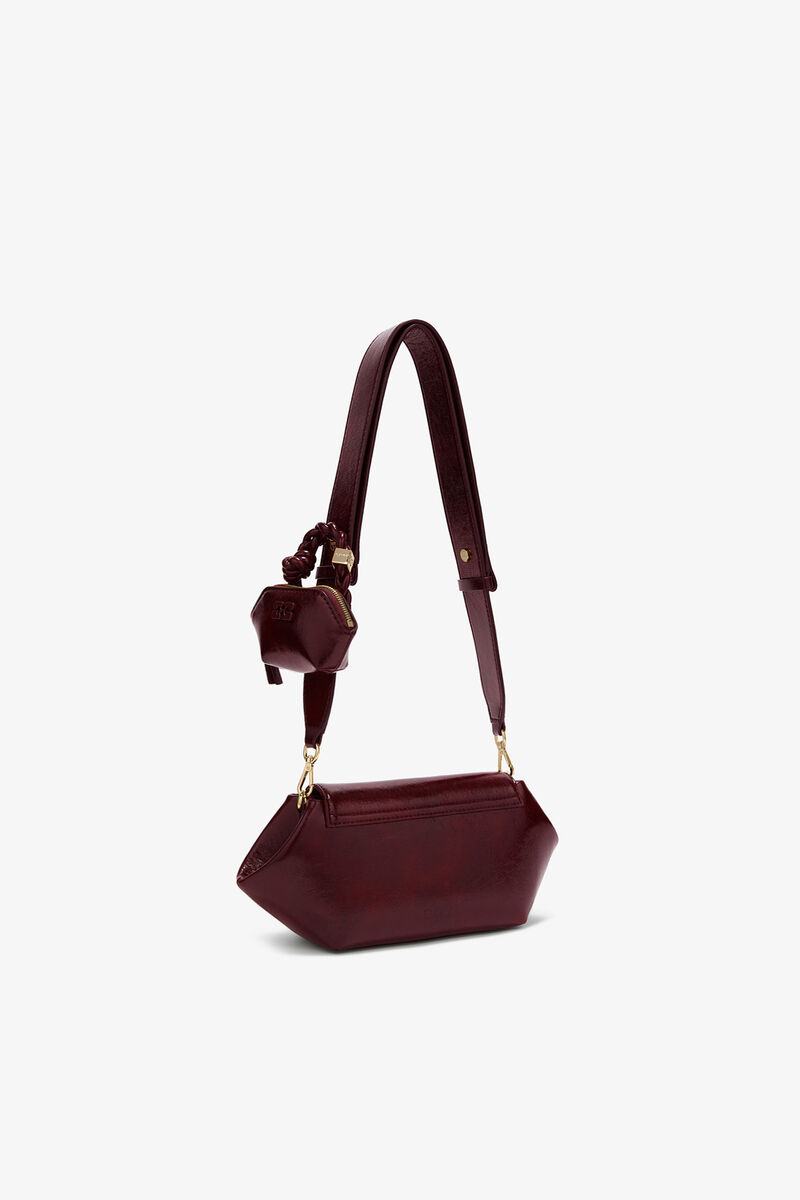 East/West-Bou-Tasche in gl&auml;nzendem Rot, Polyester, in colour Burgundy - 2 - GANNI