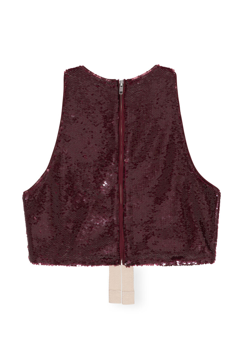 Sequins Top, Recycled Polyester, in colour Port Royale - 2 - GANNI