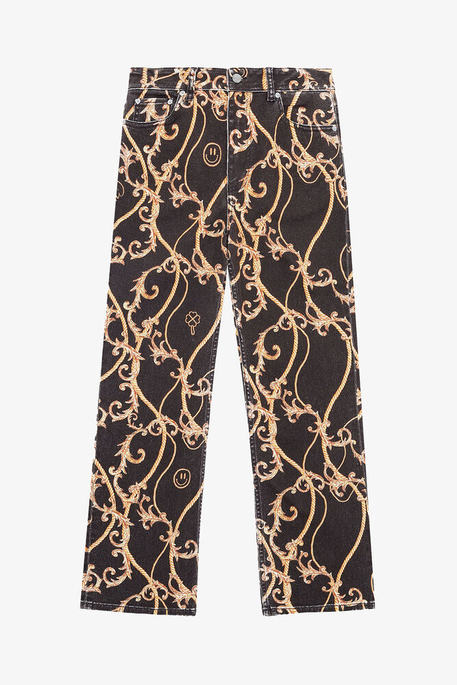 Print Denim Betzy Cropped, Black