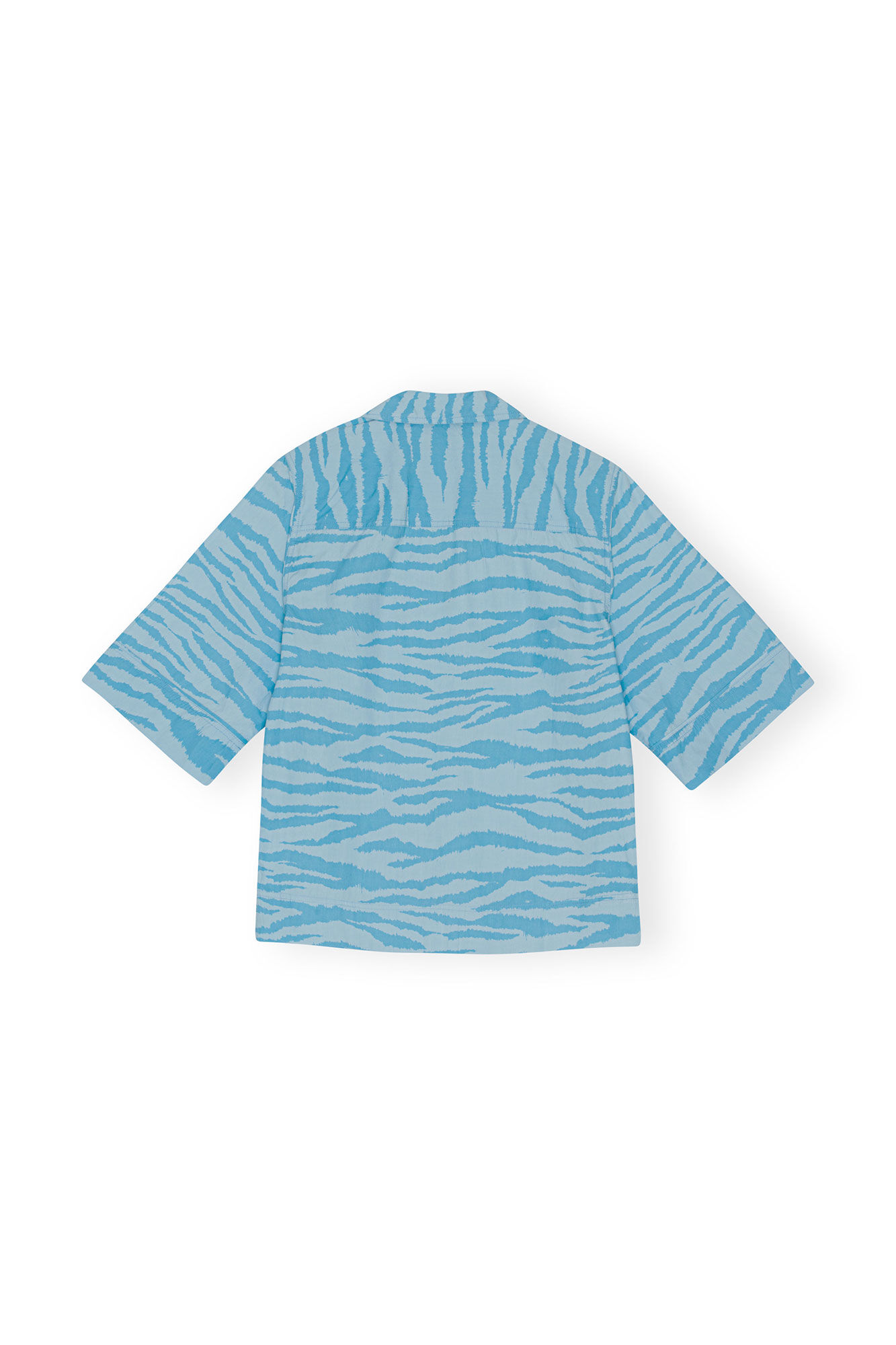 Mönstrad skjorta i bomull, Cotton, in colour Ethereal Blue - 2 - GANNI