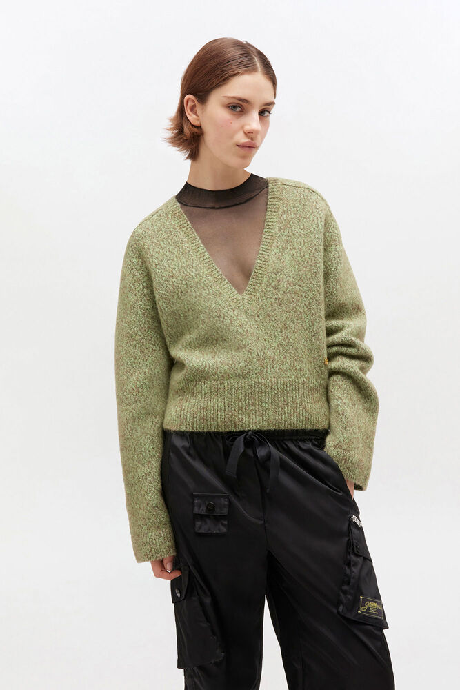 Green V-neck Sweater, Nile