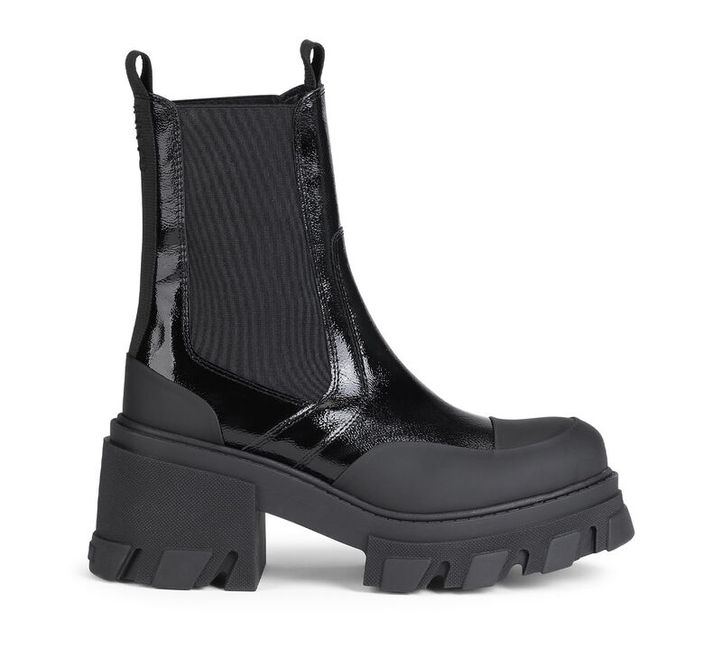 Mittelhohe Chelsea-Stiefel mit Stollenabsatz, Calf Leather, in colour Black - 1 - GANNI