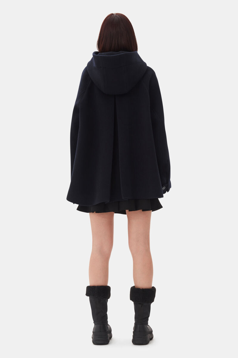 Dark Blue Midi Jacket, Polyester, in colour Sky Captain - 4 - GANNI