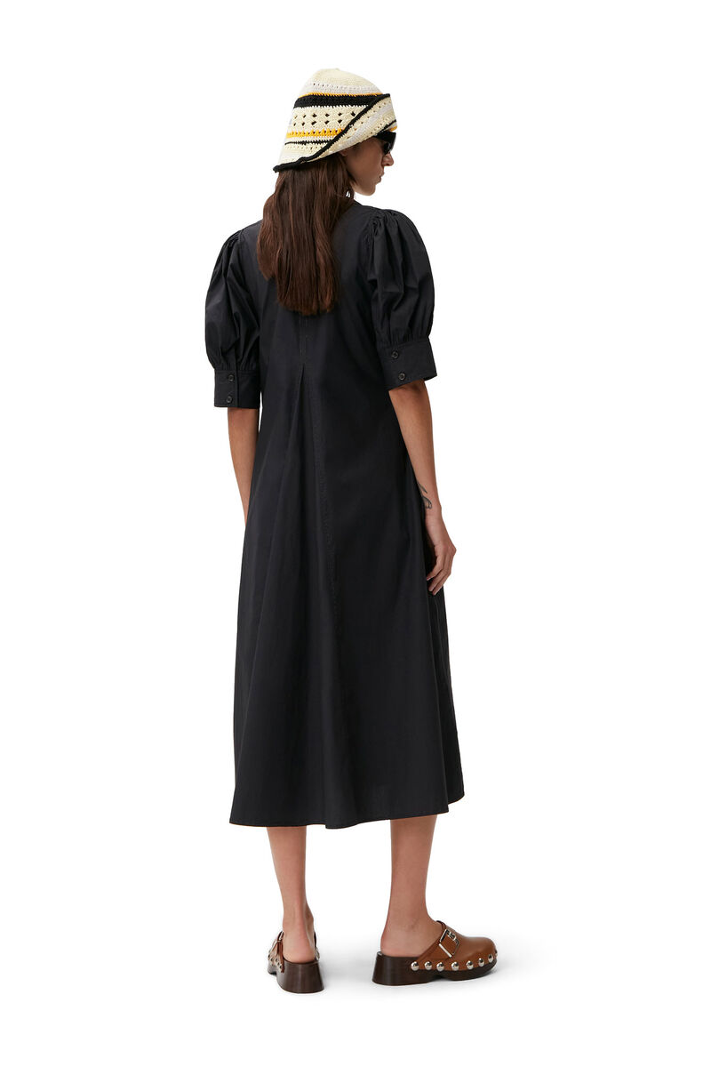 Poplin Midi Dress, Cotton, in colour Black - 2 - GANNI