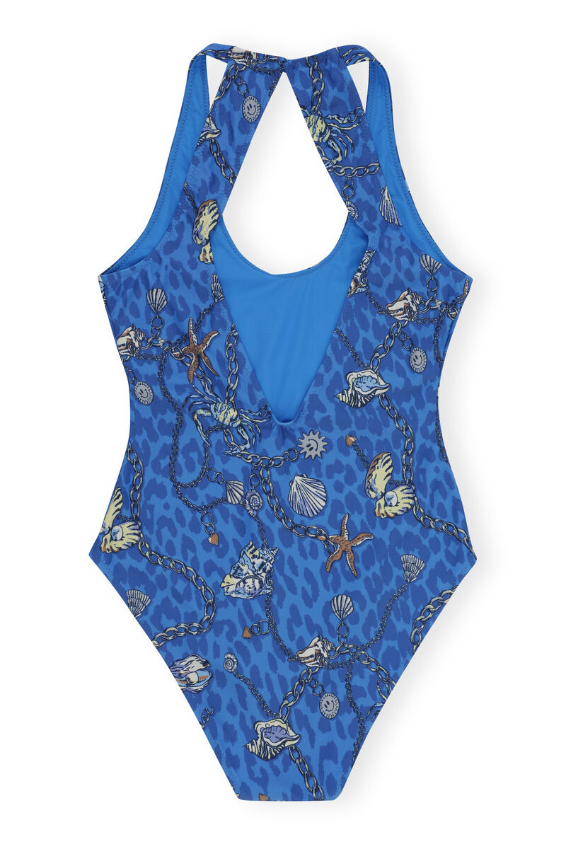 U-Neck Cutout Swimsuit, Elastane, in colour Sea Treasure Cloisonne - 2 - GANNI