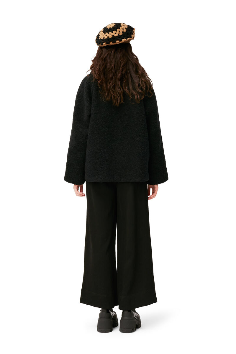 Bouclé-Jacke aus Wool, Polyester, in colour Black - 2 - GANNI